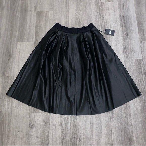 Dkny Dresses & Skirts - DKNY Black Faux Leather Midi Skirt